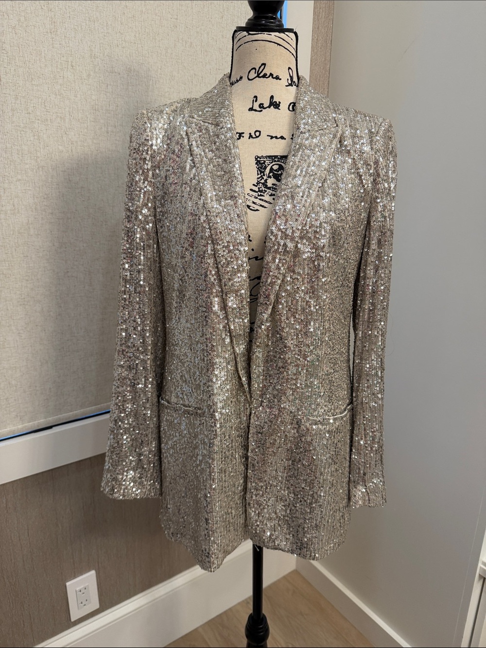 Express Silver Sequin Blazer Jacket